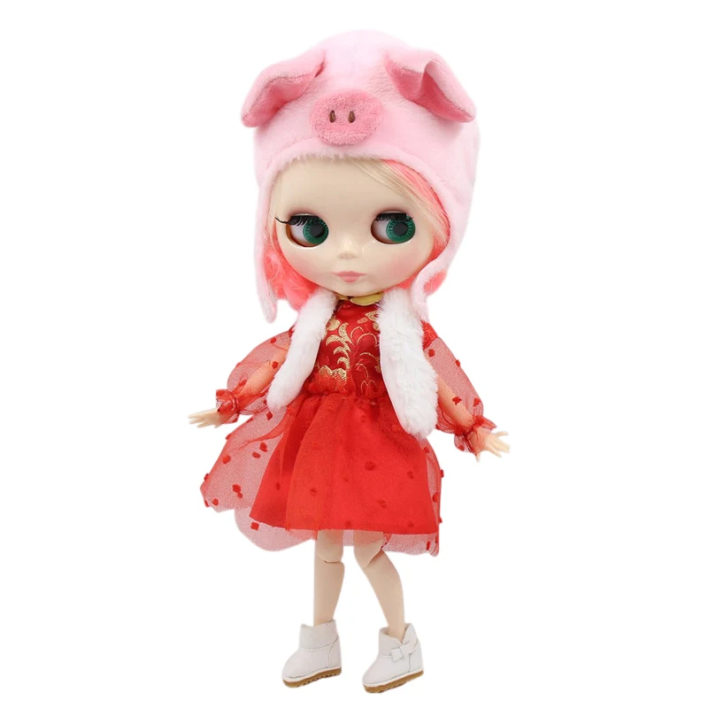 Blyth кукла игрушка наряды для icy licca год костюм с шапка со Свинкой, только одежда без куклы