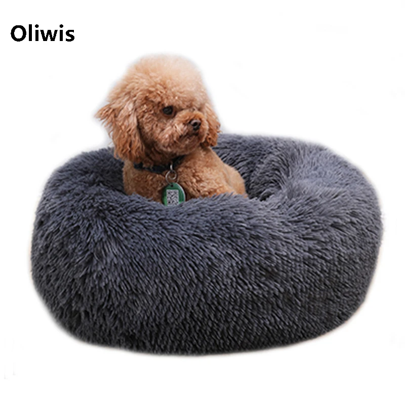 Pet Kennel Bed-House Nest Dog-Bed Plush Sleeping Cat Warm Round Soft Winter Long Big