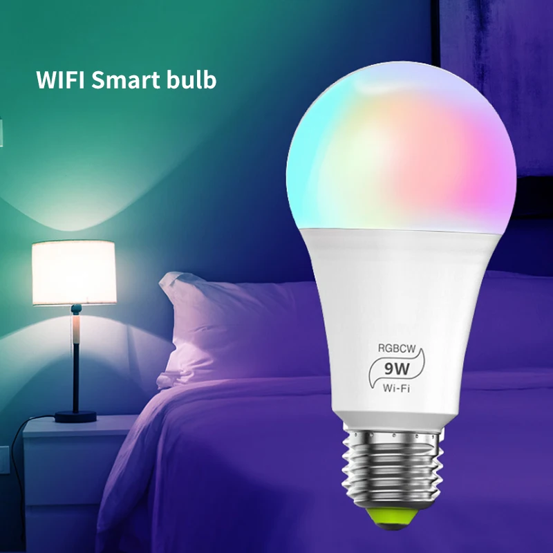 Светодиодный WiFi умная лампа 9 Вт светодиодные лампы RGBW + CW светильник управление