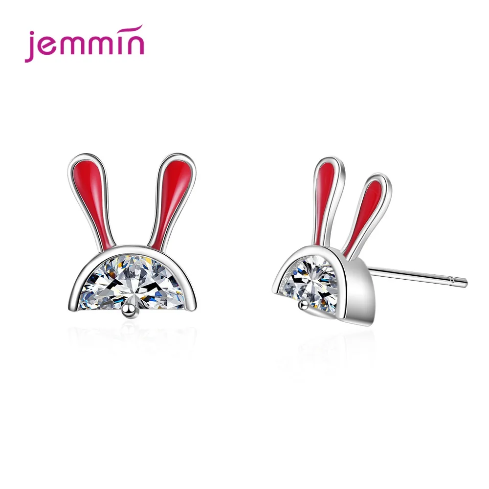 

Cute Red Ear Rabbit Stud Earrings Cubic Zircon Jewelry 925 Sterling Silver Earring Women Girls Birthday Gift