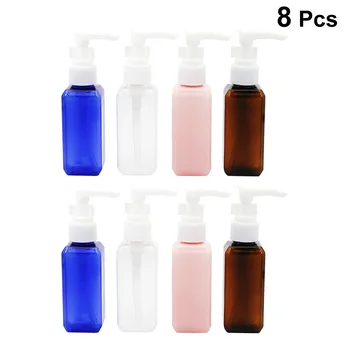 

8pcs Spray Bottle Pump Bottles Empty Square Refillable 50ml Liquid Soap Shampoo Lotion Hand Sanitizer Pump Bottles Press Bottles