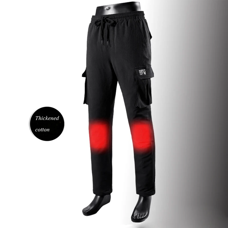 Мужские зимние уличные теплые штаны с подогревом, смарт-рабочие брюки с USB регулируемой температурой, безопасная одежда DKZ020 - Цвет: Black