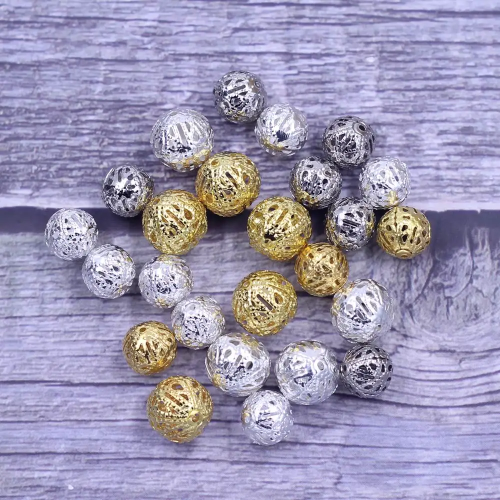1000Pcs Spacer Loose Beads Round Alloy Ball Flower Hollow Mixed For Charm Necklace Jewelry DIY Findings