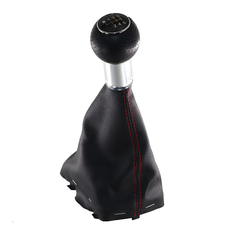 

Chrome & Leather Car Shift Gear Knob Lever Gaitor Boot Cover For Audi A3 S3 8L 2001 2002 2003 decoration accessories