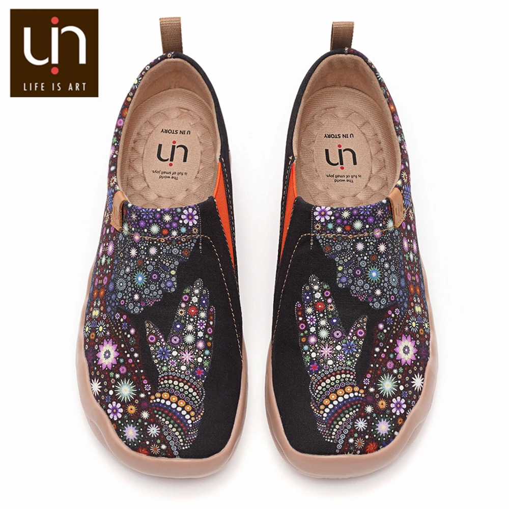 

UIN Pray for Goodness Art Painted Fashion Canvas Loafers for Women Comfort Flat Shoes Barefoot Soft Walking Sneakers Lightweight