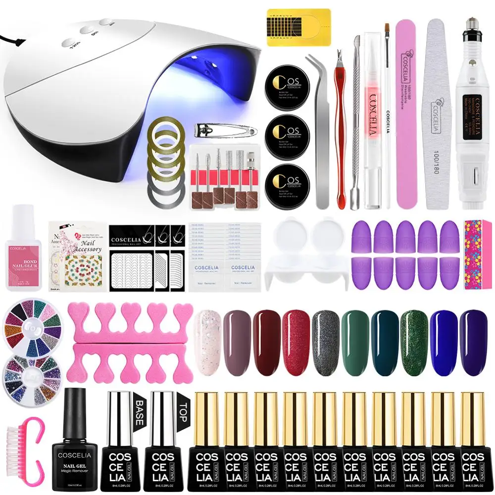 

COSCELIA 6/10Pc Nail Gel Polish 36W Nail Lamp LED USB Dryer Manicure Set Nail Drill Machine All For Manicure Tools Nails Art Kit
