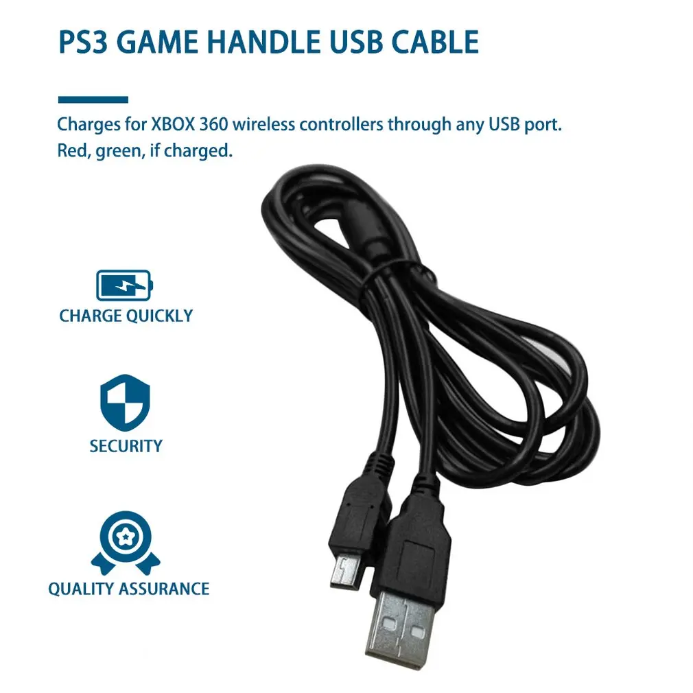 1.8M USB Charging Cable Wireless Gamepad Charger Data Cable For PS3 Controller Connect Computer Play And Charge