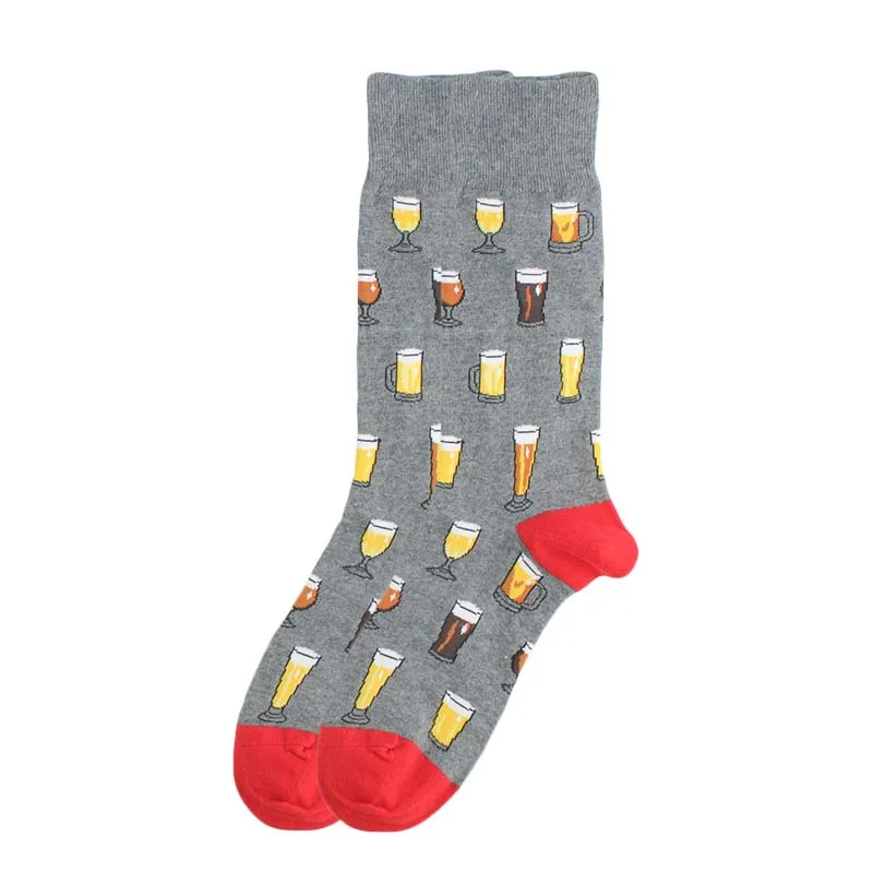 Смешные мужские носки для улицы, классные носки в стиле хип-хоп с изображением космонавта и пива, унисекс, Harajuku, скейтборд, Happy Calcetines Hombre Divertido