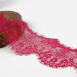 Vibrant Embroidered Lace Ribbon Fabric Trim for DIY Crafts - 42 Yards Total (Rose Red)