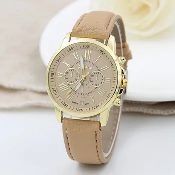 

Creative Geneva Casual Adult Quartz Watch Gold Shell Casual Fashion Watches Round Case Wrist Watch Gift for Women Dropshipping