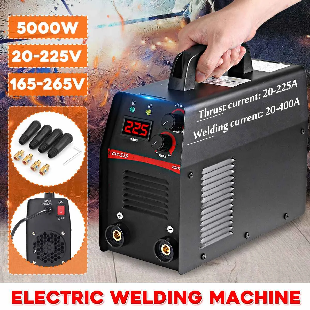 

FORGELO 265V 225A 5000W Portable Electric Welding Machine IGBT ARC Inverter Welder Tool For Home Beginner Lightweight Efficient