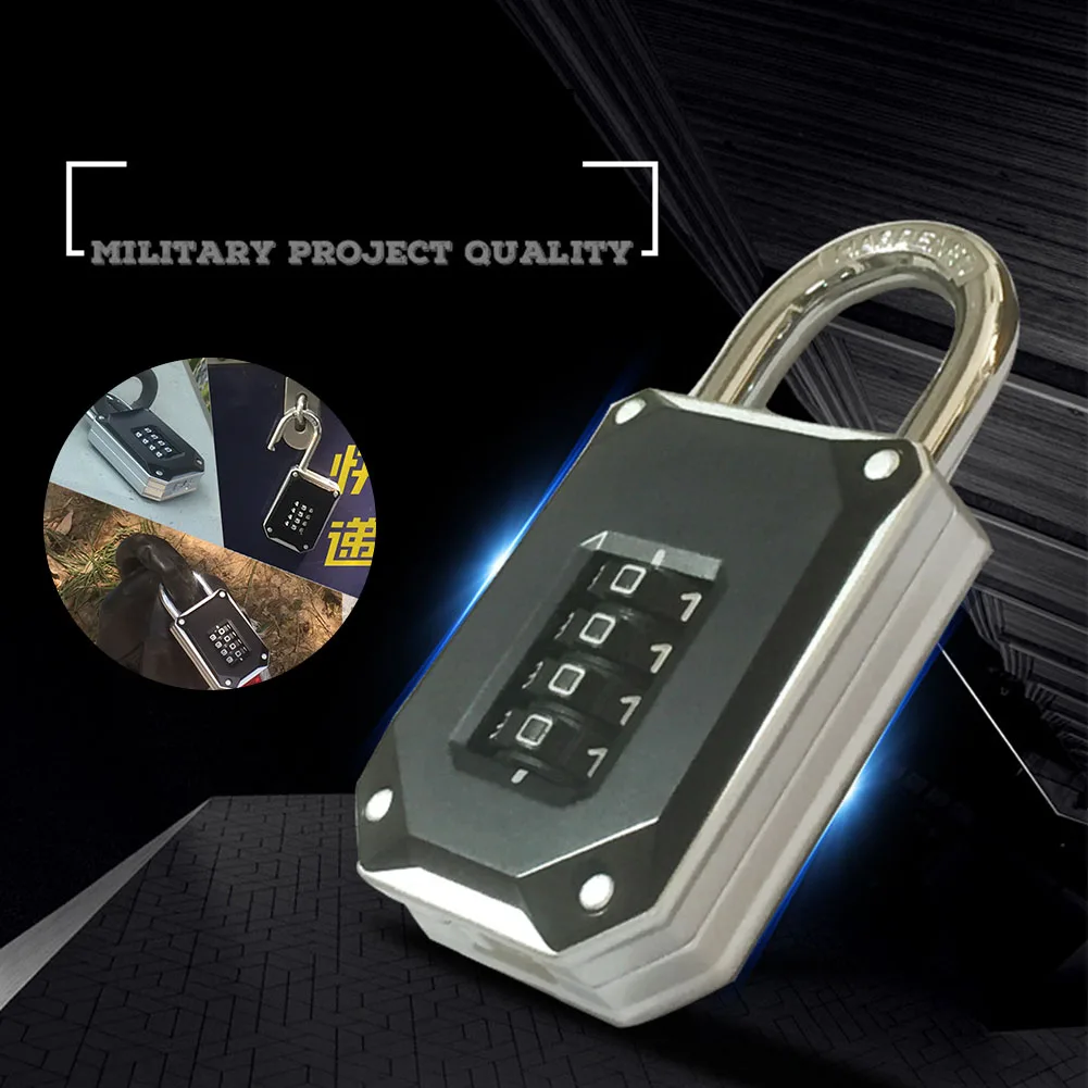 

Large 4 Digit Lockers Lock Outdoor Hardened Weatherproof Home Warehouse Zinc Alloy Resettable Padlock Gym