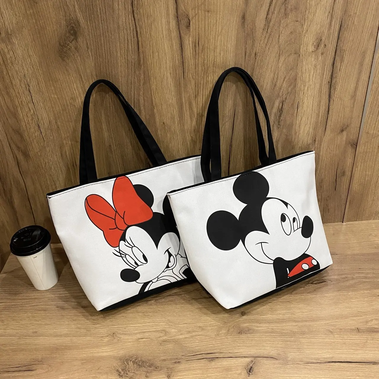 Disney-Bolso de mano de Mickey y Minnie para mujer, bolsa informal con dibujos animados, tipo bandolera bolso de hombro, informal