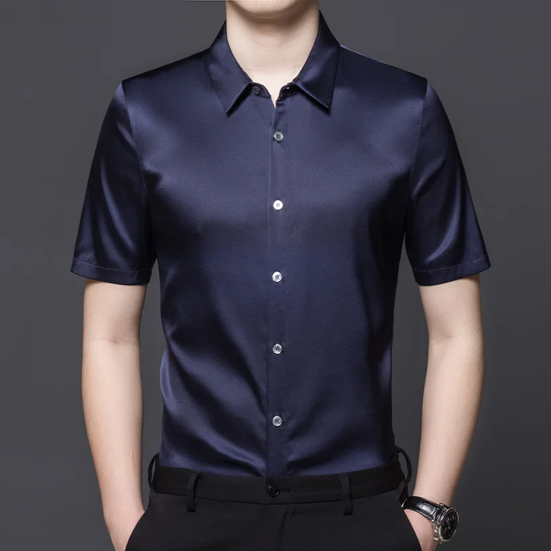 Real Silk Work Shirts Mens Blue 