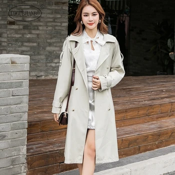 

2020 spring new temperament was thin and tied with waist women's long trench coat ropa mujer manteau femme moda mujer abrigo