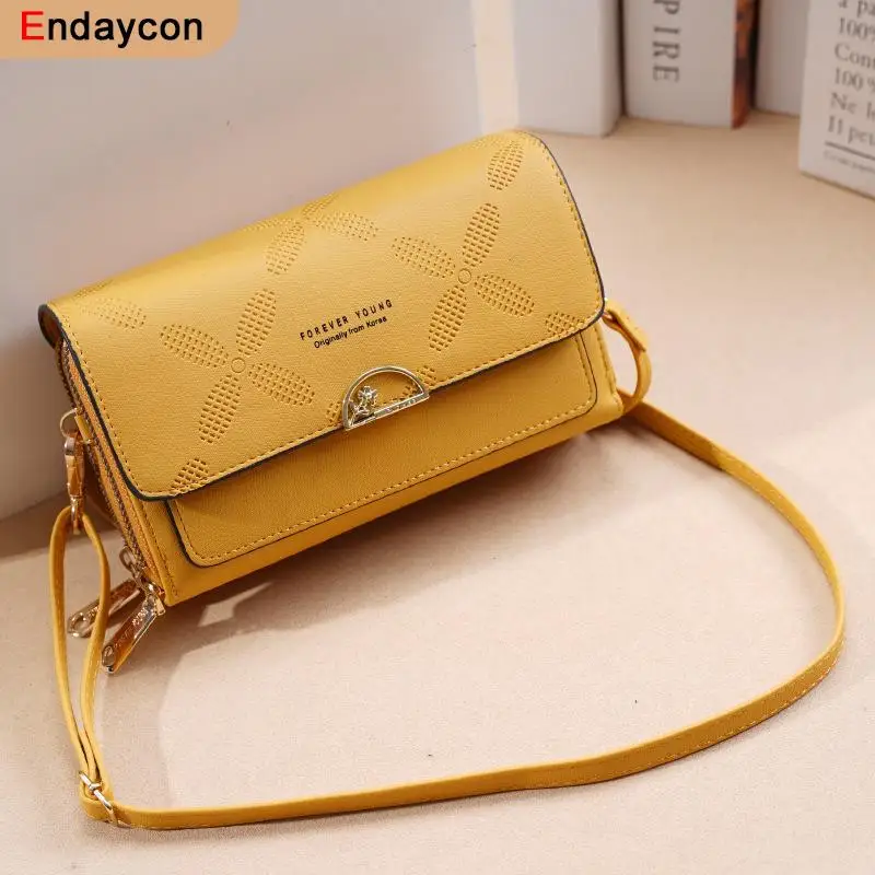 Card Wallet Handbag Shoulder-Bag Phone-Clutch Embossing Female Women Lady PU Crossbody-Bag