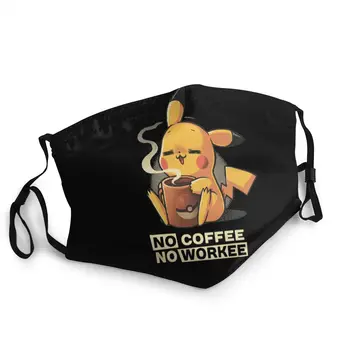 

No Coffee No Workee Reusable Mouth Face Mask Pichu Pika Pokemon Anti Haze Dust Mask Protection Respirator Mouth Muffle