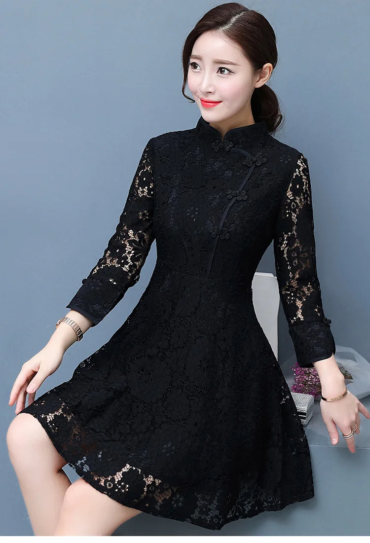 Новинка года; черное традиционное китайское платье; mujer vestido; женское атласное платье Ципао с цветочной вышивкой; qipao; AH157