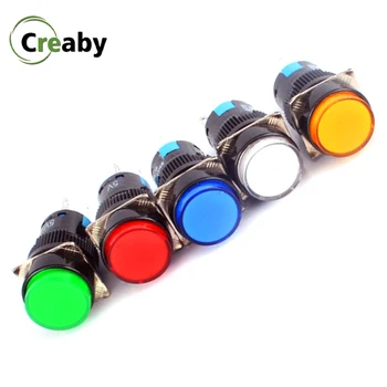 

12V 16mm Momentary Latching LED Illuminated Push Button Switch Self Reset Self Locking Push Button 5 Pin Self Recovery Switches