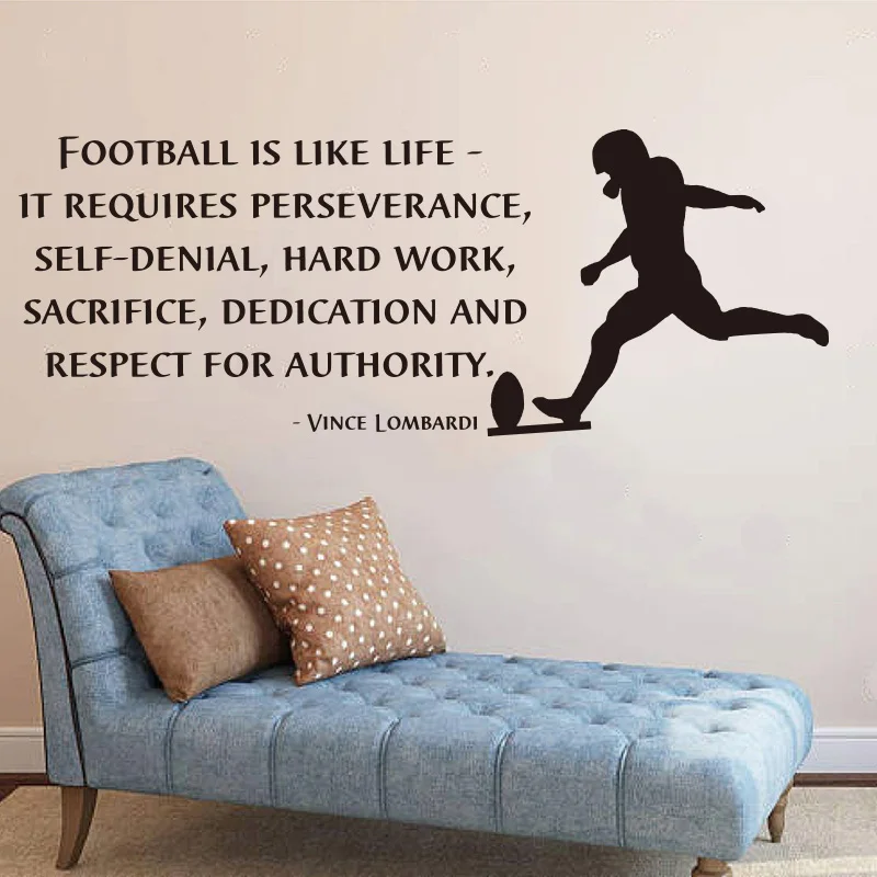 America Football Is Like Life Wall Sticker Boy Room Kids Room Sport Rugby Inspirational Quote Wall Decal Bedroom Classroom Vinyl (3)