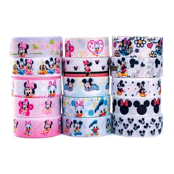 

Grosgrain/Satin Ribbon 5 Yards 16mm/25mm/38mm/50mm/75mm Cartoon Mouse Printed for DIY Hair Bows Gift Packaging Materials