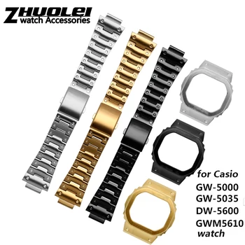 

316L stainless steel watchband for G-SHOCK DW5600 GW-M5610 GLX5600 GW-5000 5035 DW-5000 Casio Protective metal case + strap