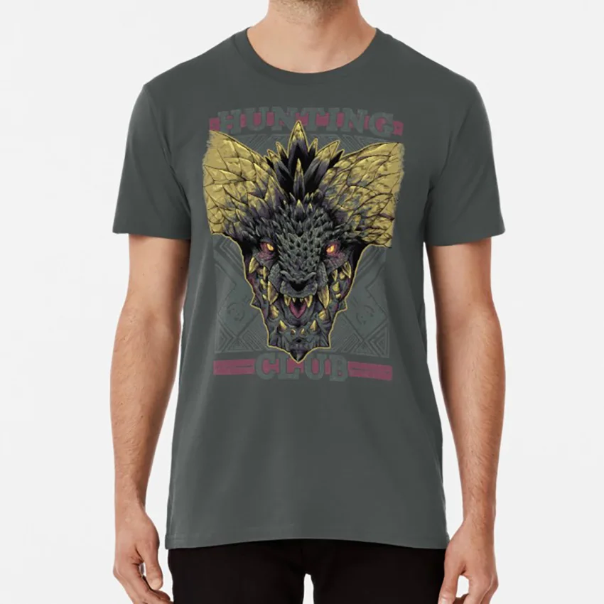 Темно-серый Охотничий клуб: Nergigante футболка Монстр Охотник игровой nergigante охотничий клуб Монстр Охотник мир дракон - Цвет: Темно-серый