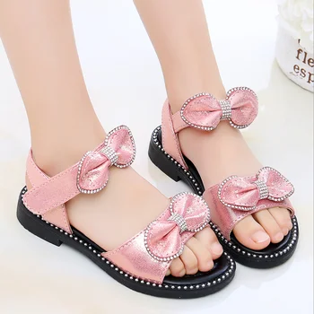 

Soft Girls Sandals Bow-knot Kids Beach Sandals For Toddlers Big Children Bowtie Sweet Anti-slippery Simple 2020 Summer Shoes Hot