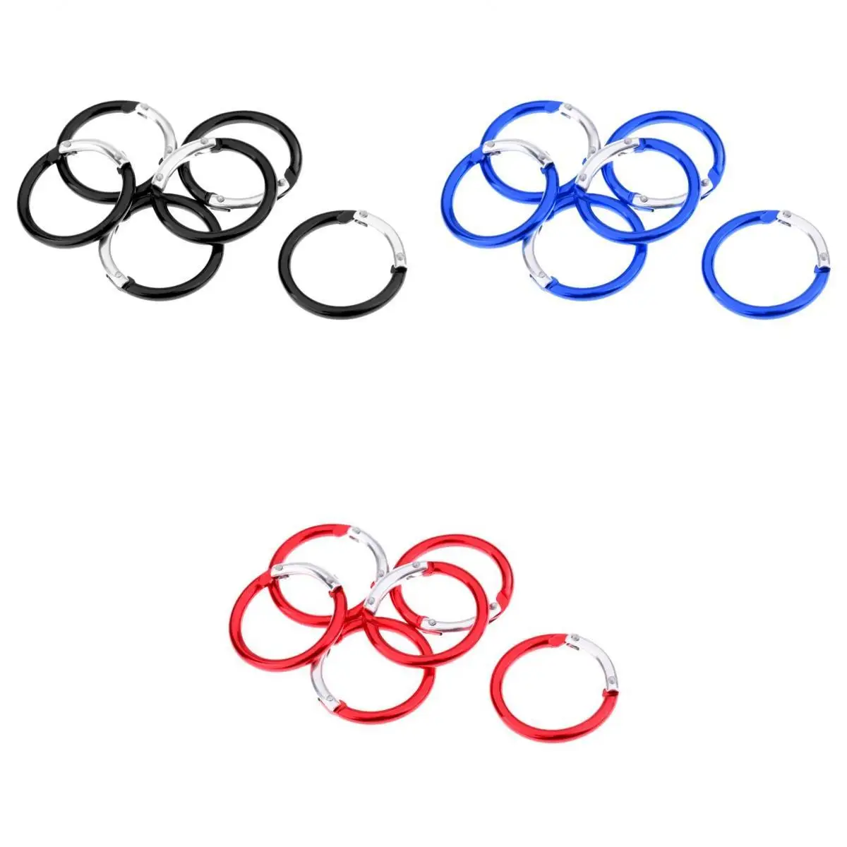 18 Pcs Round Spring Snap Clip Hook Keychain Ring Carabiner 3 colors