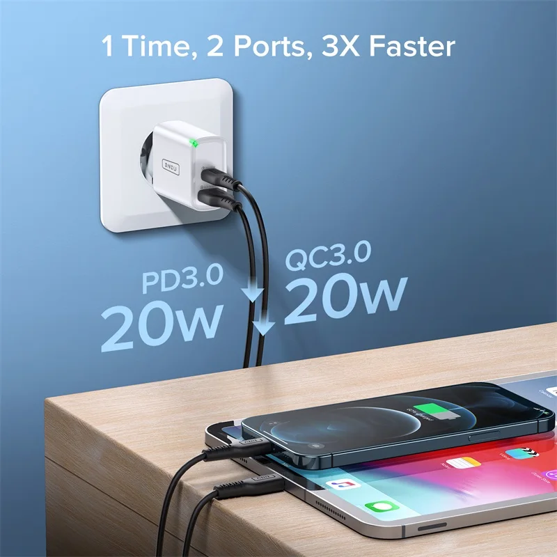 65w charger phone INIU 20W USB C Charger QC PD 2 Port LED Fast Phone Charge Wall Adapter For iPhone 13 12 8 AirPods iPad Huawei Xiaomi Samsung LG usb c 5v 3a