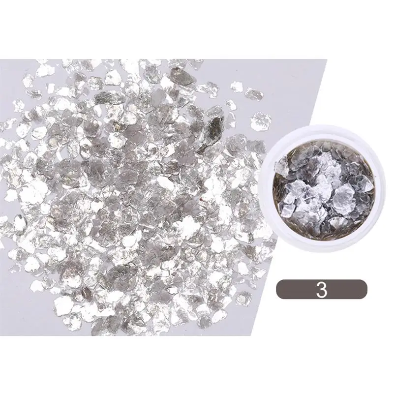 1 Box Champagne Gold Irregular Meteorite Fragment Nail Flakies Silver Red Micas Sheets Nail Art 3D Decorations Nail Sequins - Цвет: Color-03