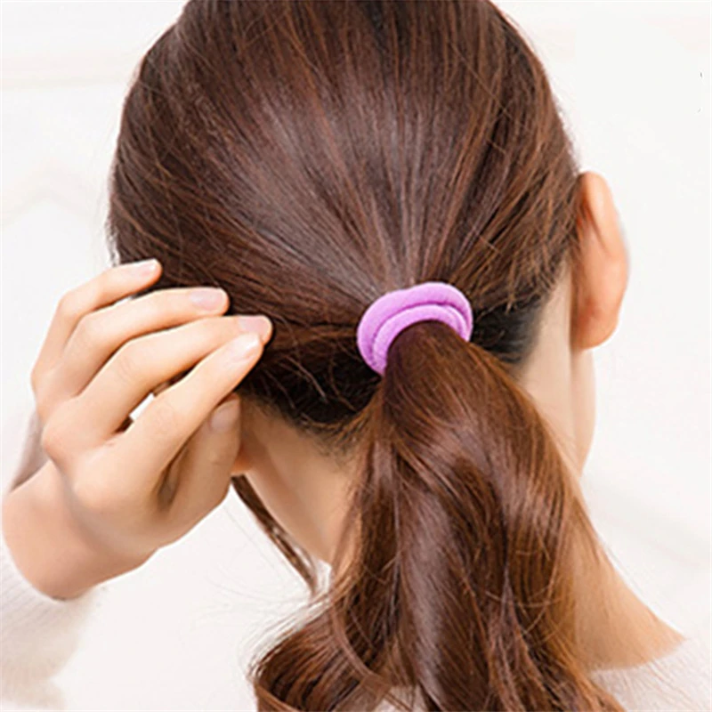 10Pcs/Lot Fashion Candy Color Hair Elastic Band Girls Ponytail Holders Women Rubber Bands Tie Solid Ponytail Holders D0243