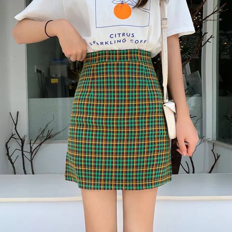 

Photo Shoot High-waisted Slimming Elegant Versatile Plaid Skirt INS Super Fire A- line Students' Skirt