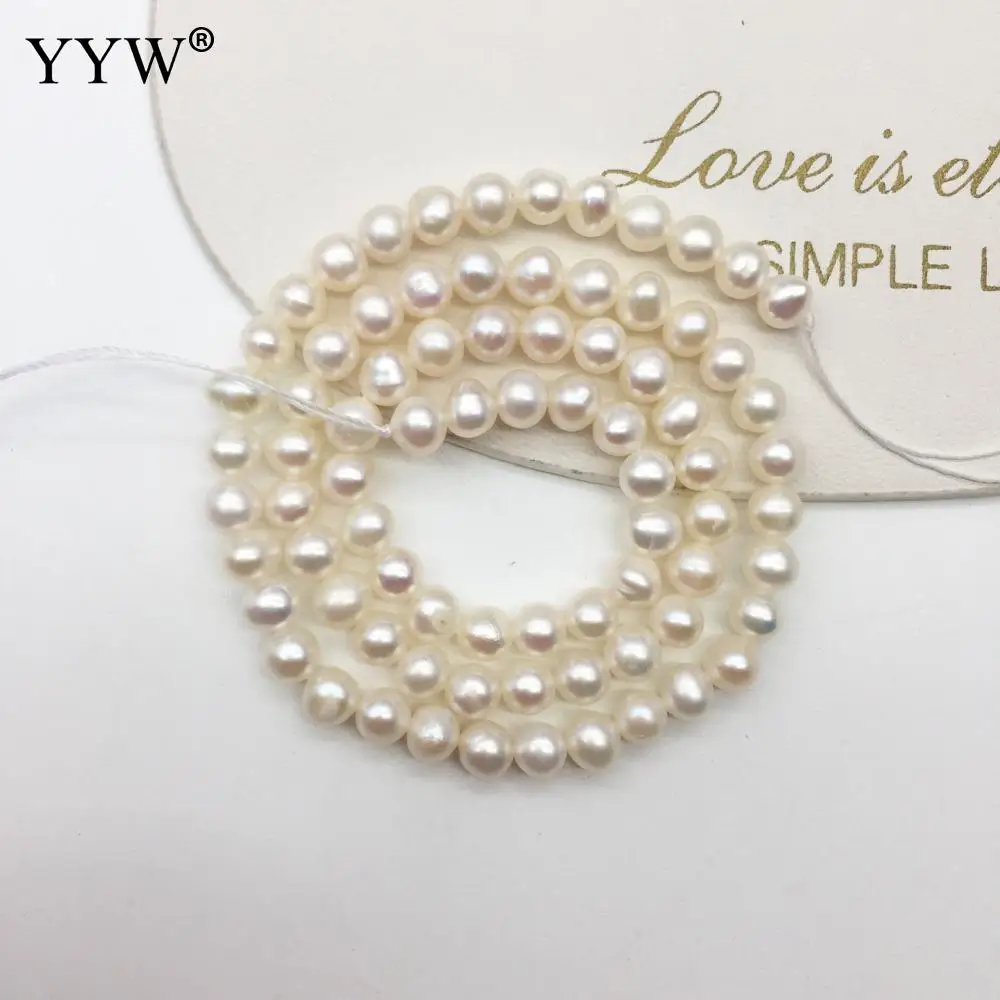Cultured Round Freshwater Pearl Beads Natural Fashion Jewelry For Diy Or Handmade White 4.5-5mm Sold Per 14.57 Inch Strand