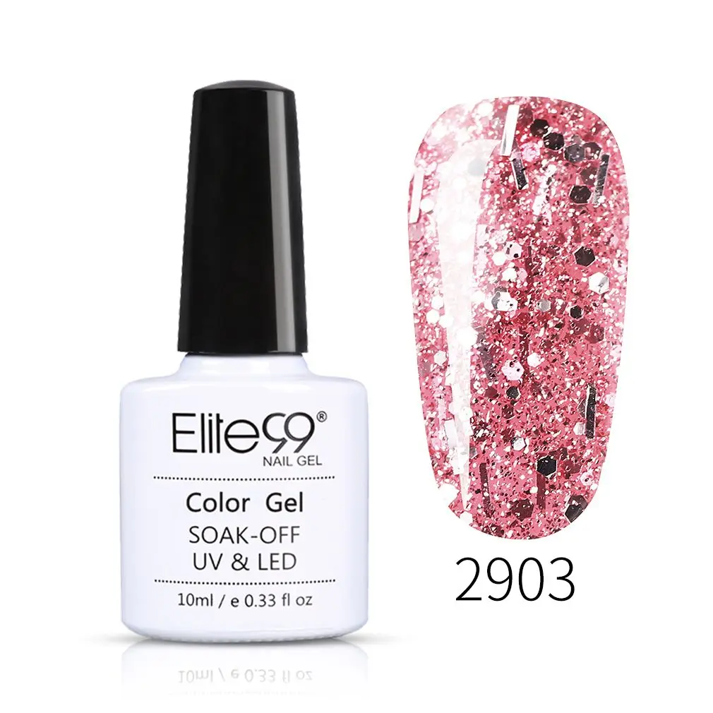 Elite99 10 мл розовый золотистый гель лак для ногтей Блеск цветной гель лак для ногтей маникюр Дизайн ногтей замочить от полупостоянного УФ покрытые лаком ногти - Цвет: 2903