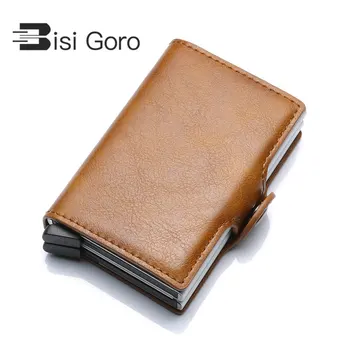 

BISI GORO 2019 Vintage Unisex Metal Business ID Credit Card Holder Thin Wallets Pocket Case RFID Credit Card Package For Travel