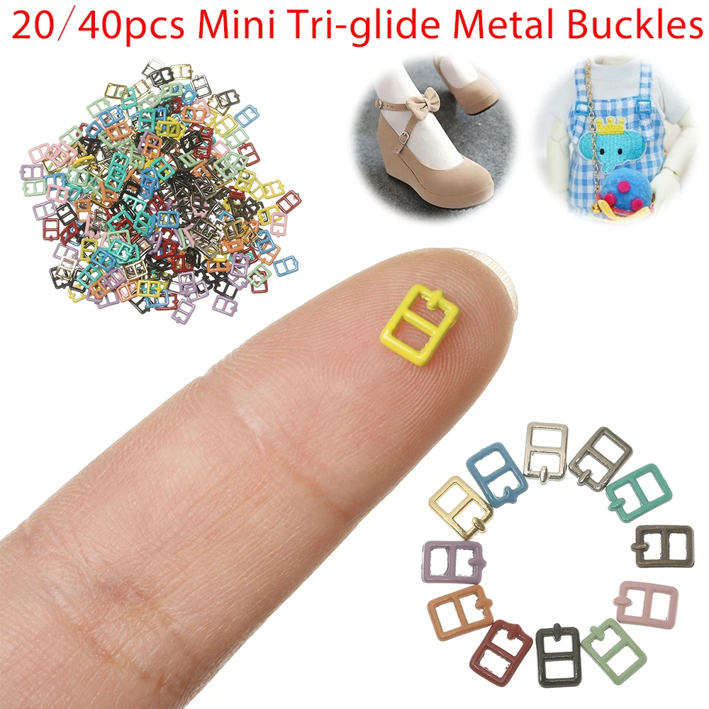 20Pcs Mini Tri-glide Metal Buckles 2.5mm For 1/6 Doll DIY Doll Clothes Buttons Shoes Bags Accessories