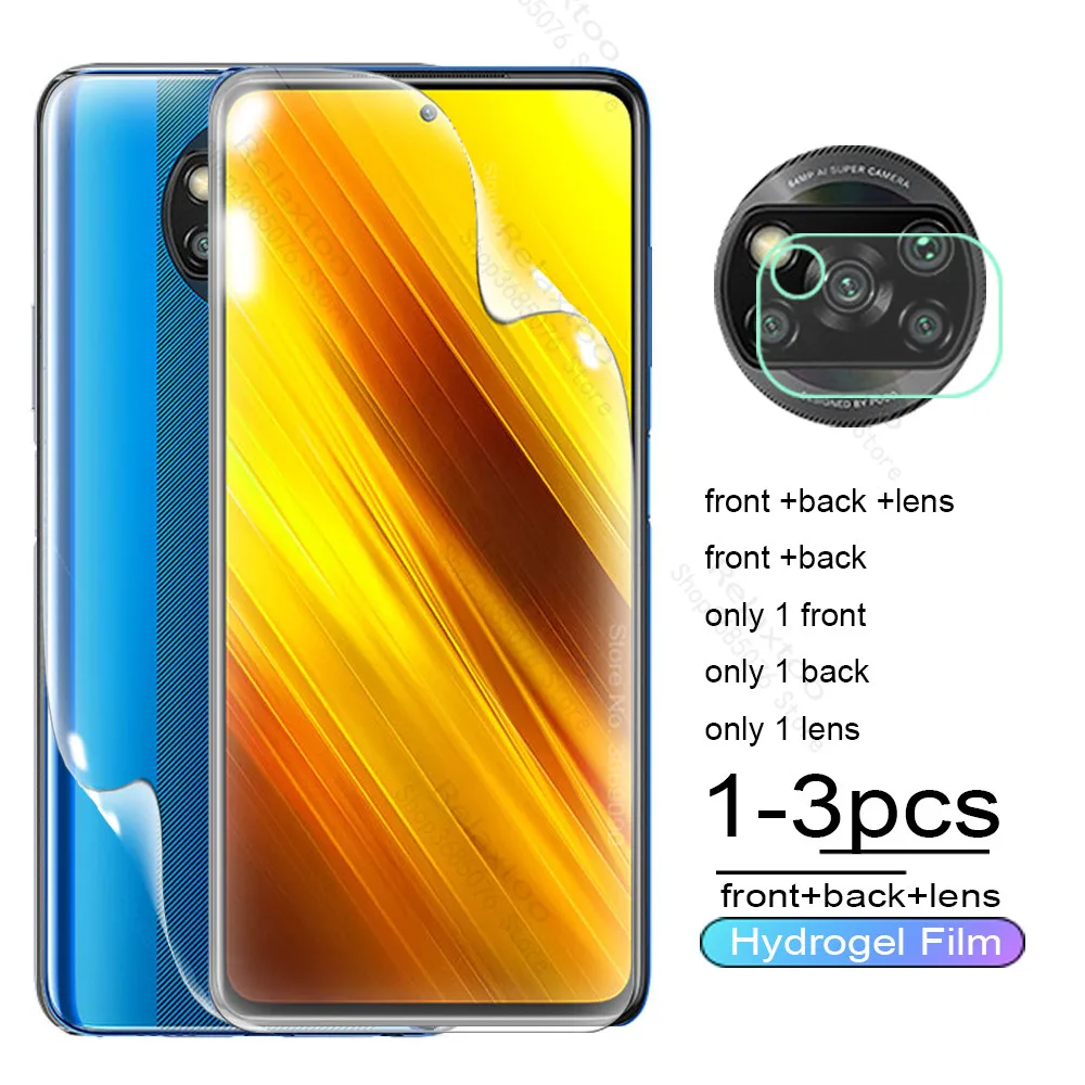 Мягкая защитная пленка poco x3 nfc для xiaomi чехол объектива из гидрогеля xiomi pocox3 foco