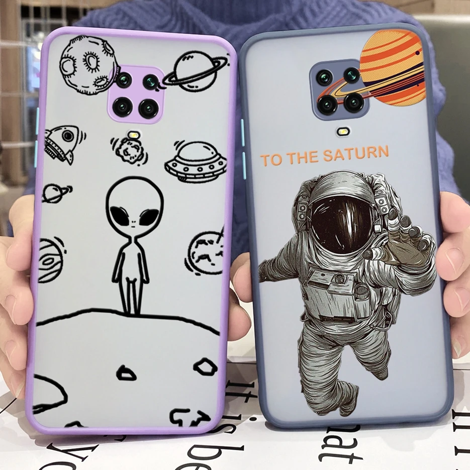 Милый мужской чехол с инопланетянином космосом для Xiaomi Redmi Note 9 S жесткий матовый