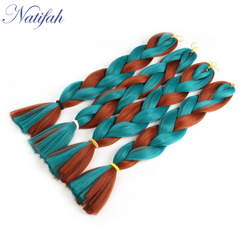 Natifah, 24 дюйма, Омбре, огромные косички, канекалон, волосы, вязанные крючком, синтетические косички, волосы для наращивания, 100 г, блонд, розовый, голубой, смешанный
