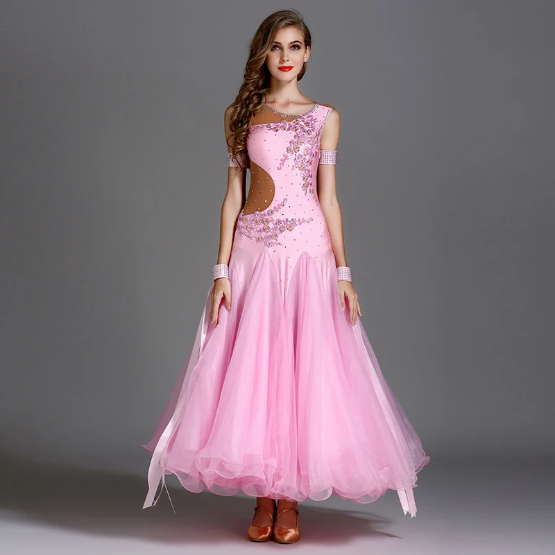 

6 Colors Ballroom Competition Dance Dress for Women Adult Flamenco Skirt Dress for Tango & Waltz Modern Standard Costumes A0067