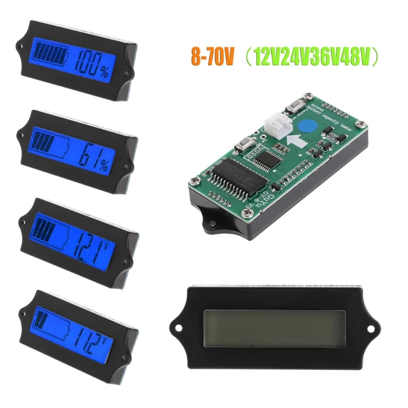 

8-70V Blue LCD Lead Acid Lithium Battery Capacity Digital Tester Electric Quantity Detector L4MF
