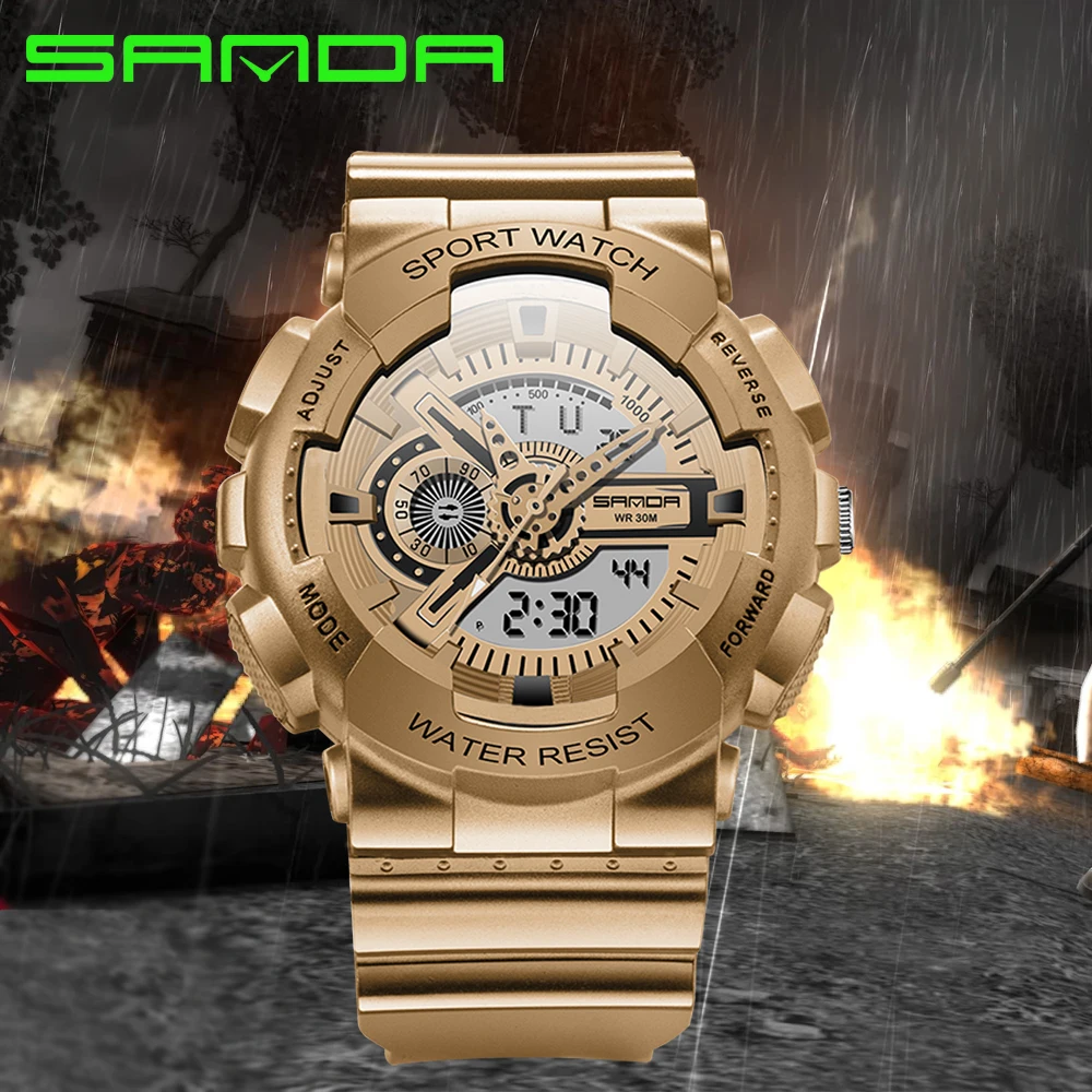

Watch Men SANDA Multifunction Dual display LED electronic waterproof outdoor military S shock proof sports relogio masculino