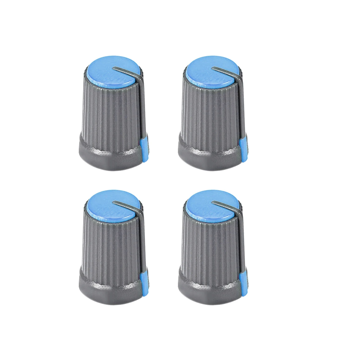 

uxcell 4Pcs Potentiometer Volume Control Knob Cap Plastic Blue 6mm Shaft Dia. Rotary Knob 12mm Dia. X 17mm Height