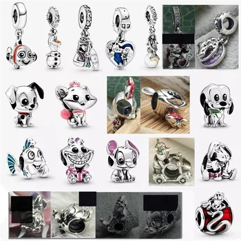 

Original 925 Sterling Silver PAN 1: 1 Charm Beads with Original Engraved Cartoon Animal Castle Series Charm Fit for DIY Bracelet