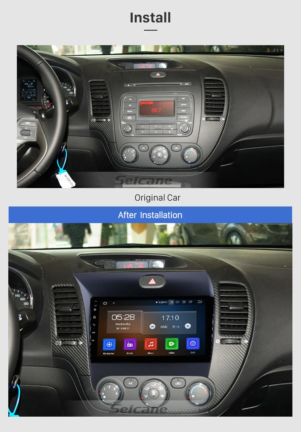 Flash Deal Seicane Car Multimedia Player For 2013 2014 2015 2016 Kia k3 Octa-core Android 9.0 GPS Navigation with WIFI SWC mirror link 1