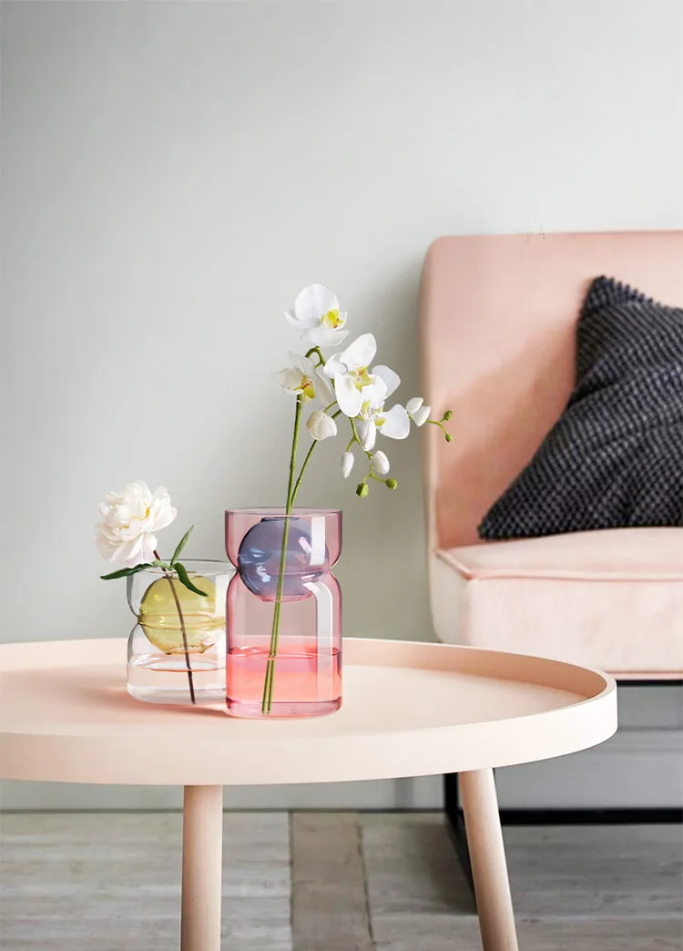 Ins современная простая прозрачная стеклянная бутылка украшения гостиной Цветочная композиция сушеный цветок цвет гидропонная ваза для растений