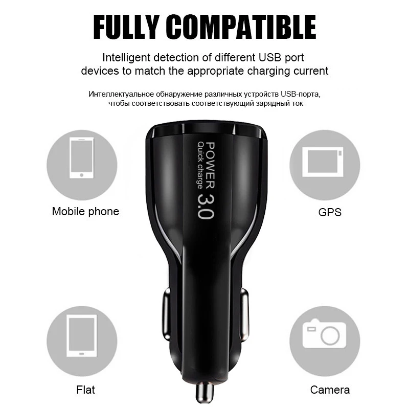 Автомобильное зарядное устройство USB Quick Charge 3,0 QC 3,0 2,0 адаптер быстрой зарядки двойной USB Автомобильное зарядное устройство для iphone Micro USB кабель зарядное устройство для телефона s