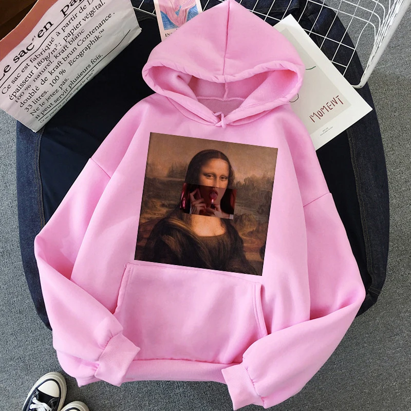 Mona Lisa забавные Harajuku эстетические толстовки для женщин гранж мультфильм 90s винтажные толстовки модные хип хоп Ullzang толстовка женская - Цвет: xd20190926-932