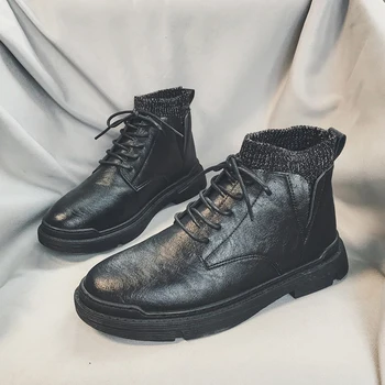 

Martin's men's boots 2020 Autumn/winter all match black high top short tide waterproof middle top men's shoes